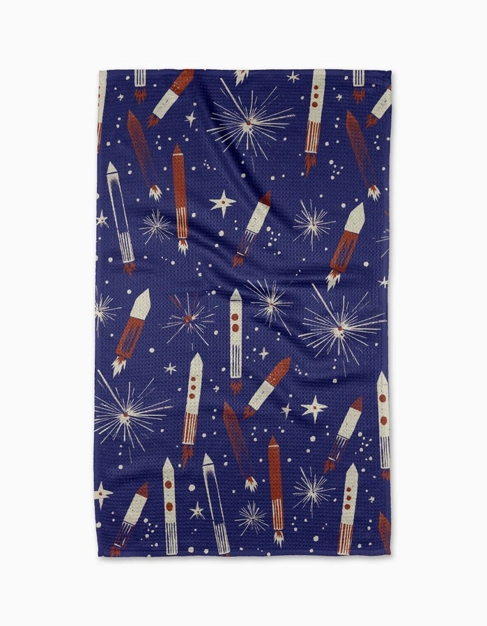 Rocketing Through The Skies Firework Geometry Tea Towel - Thumbnail 5